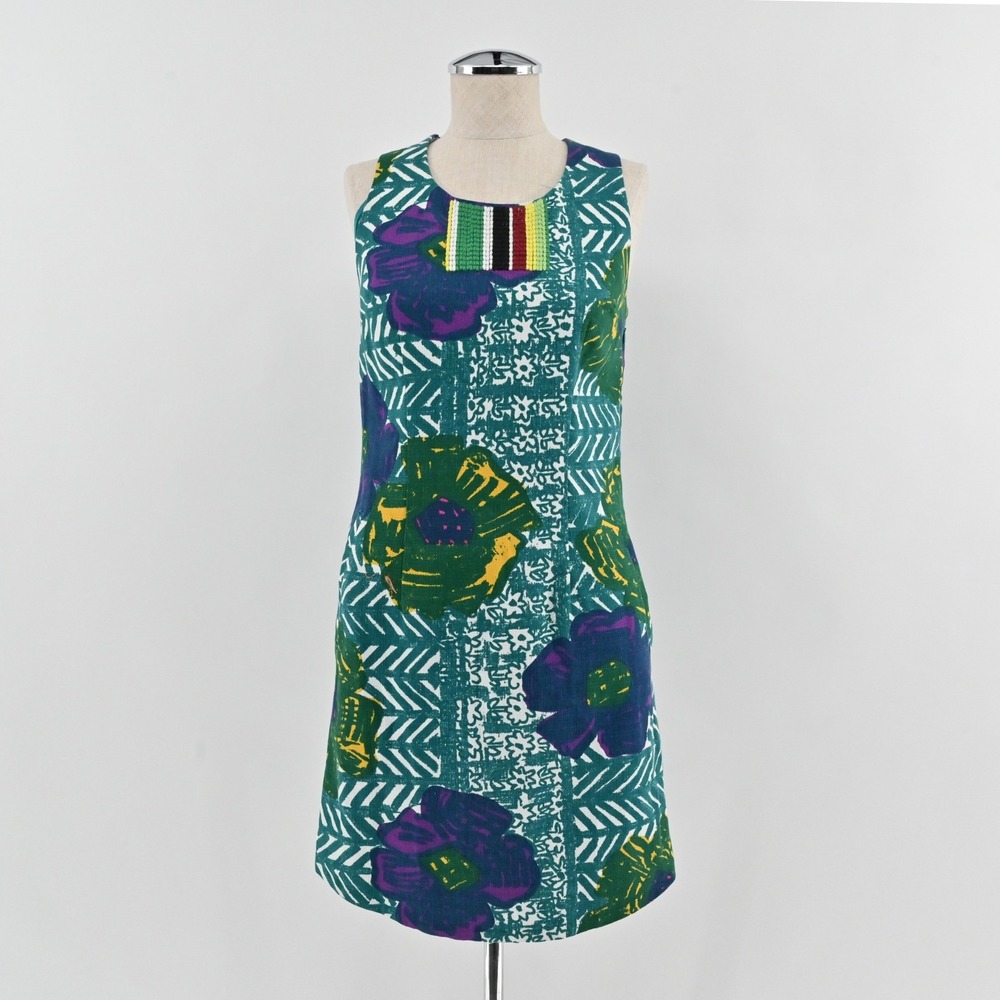 Anthropologie Vanessa Virginia Shift‎ Dress Womens Size 0 Blue Floral Boho Y2K